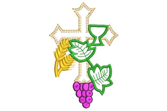 Reviewing the Cross with Grapes and Wheat Design